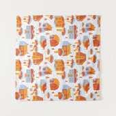 Schattigee herenhuizen:  Doodle Wandkleed (Voorkant (horizontaal))