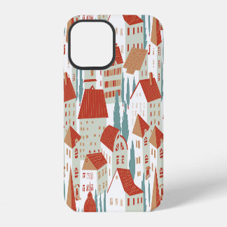 Schattigee herenhuizen: naadloze illustratie iPhone 12 hoesje