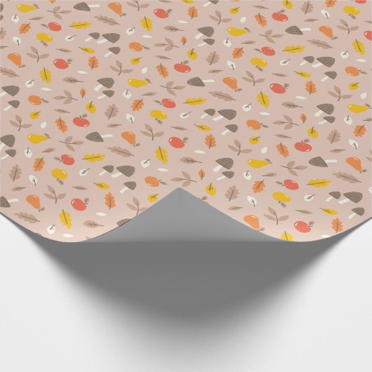 Schattigee herfst, champignons en bladeren lichtbr cadeaupapier (Hoek)