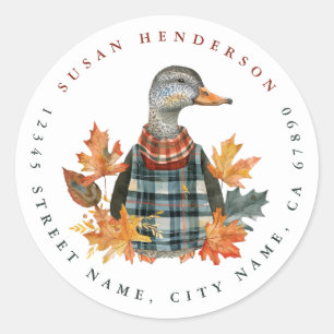 Schattigee Herfst Eend Ronde Stickers