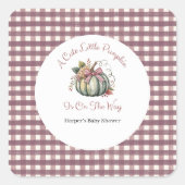 Schattigee Herfst Groen & Plum Pompoen Thema Baby  Vierkante Sticker (Voorkant)