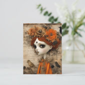 Schattigee herfst Halloween Doll Collage Briefkaart (Staand voorkant)