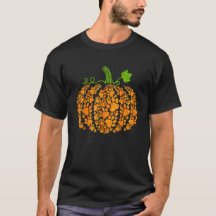 Schattigee Herfst Herfst Pompoen Hond Kat Paw Prin T-shirt