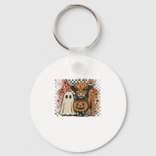 Schattigee Herfst Highland Koe Ghost Halloween Sleutelhanger
