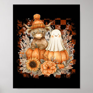 Schattigee Herfst Koe Ghost Spooky Seizoen Herfst Poster