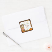 Schattigee Herfst Oogst Doll 1e Verjaardag Dank u  Vierkante Sticker (Envelop)