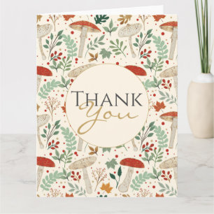 Schattigee Herfst Paddenstoelen en bladeren Illust Kaart