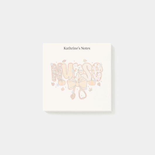 Schattigee Herfst Patchwork Verpleegkundige Medisc Post-it® Notes (Voorkant)