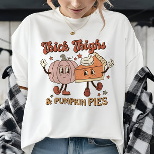 Schattigee Herfst Retro Dikke Dijen en Pompoen Pie Tri-Blend Shirt