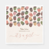Schattigee Herfst Roze Acorns meisje Baby shower P Servet (Voorkant)