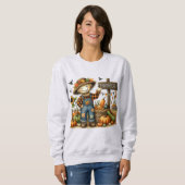 Schattigee Herfst Scarecrow Dames Sweatshirt (Voorkant volledig)