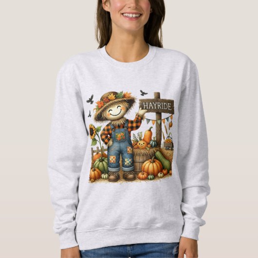 Schattigee Herfst Scarecrow Dames Sweatshirt (Voorkant)