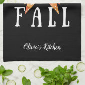 Schattigee Herfst Thema Custom Zwart Gepersonalise Theedoek (Gevouwen)