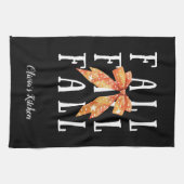 Schattigee Herfst Thema Custom Zwart Gepersonalise Theedoek (Horizontaal)