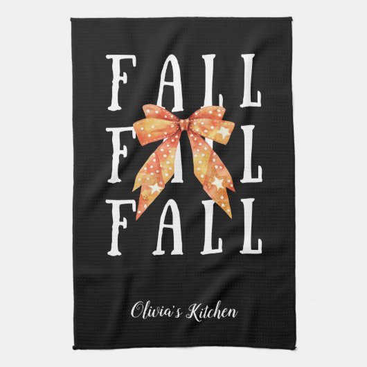 Schattigee Herfst Thema Custom Zwart Gepersonalise Theedoek (Verticaal)