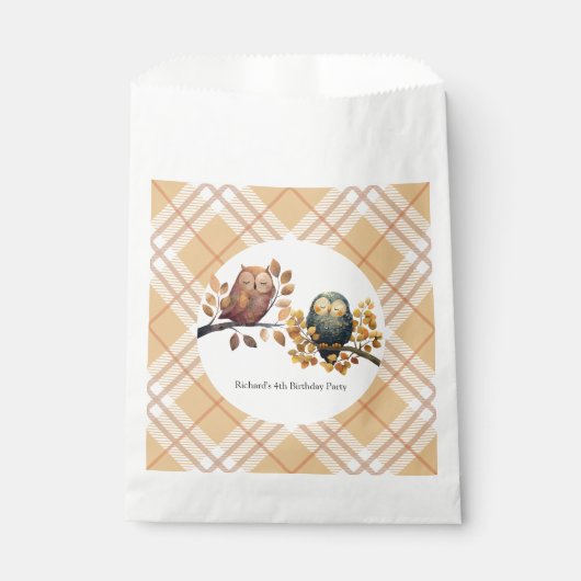 Schattigee Herfst Uil & Eekhoorn Boy Verjaardag Bedankzakje (Voorkant)