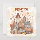 Schattigee Herfst Uil/Eekhoorn Jongen Verjaardag U Bedankkaart (Voorkant)