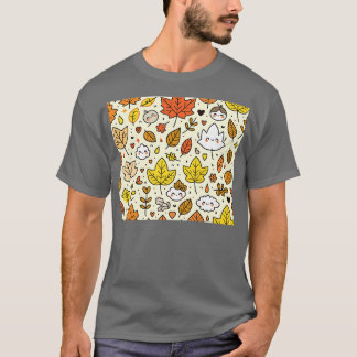 Schattigee herfstbladeren en wolkenpatroon in Kawa T-shirt