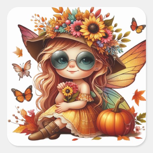 Schattigee herfstfee Stickers (Voorkant)