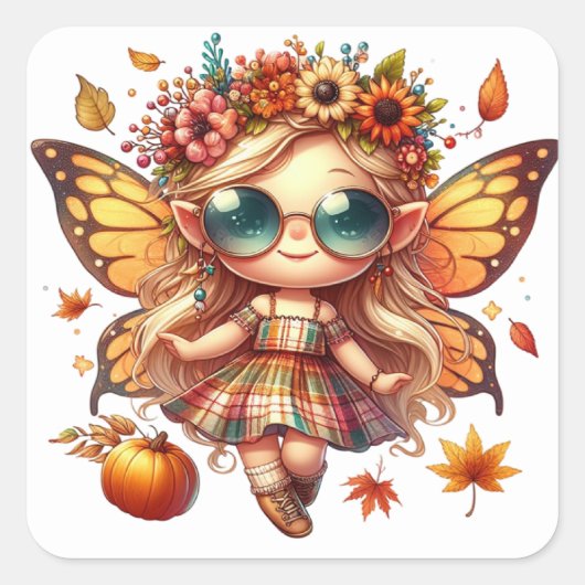 Schattigee herfstfee Stickers (Voorkant)