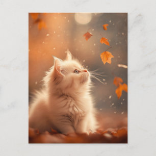 Schattigee herfstkitten briefkaart