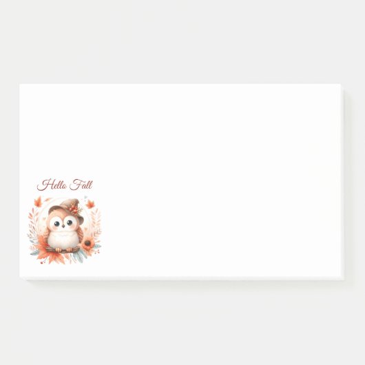 Schattigee herfstuil op een tak post-it® notes (Voorkant)