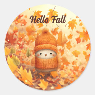Schattigee herfstvogel gekleed voor Herfst Ronde Sticker