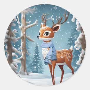 Schattigee herten in Winter Woodlands Christmas Ronde Sticker