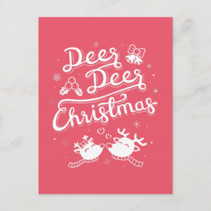 Schattigee herten Kerst Typografie Pun Briefkaart