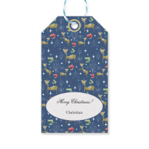 Schattigee herten met kerstbomen en sneeuwvlokken