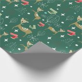 Schattigee herten met kerstbomen en sneeuwvlokken cadeaupapier (Hoek)