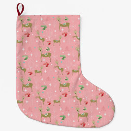 Schattigee herten met kerstbomen en sneeuwvlokken grote kerstsok