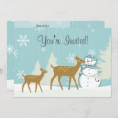 Schattigee herten met sneeuwman Winter 1e verjaard Kaart (Voorkant / Achterkant)