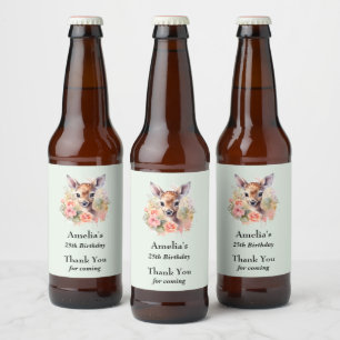 Schattigee herten omringd door Rozen Verjaardag Da Bier Etiket