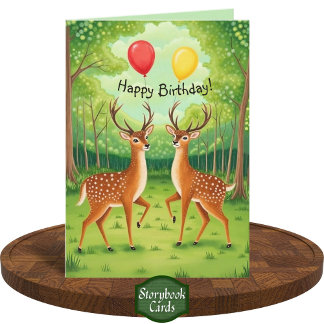 Schattigee herten paar bos storybook art verjaarda kaart