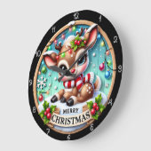 Schattigee herten vrolijk kerstgrafisch grote klok (Hoek)