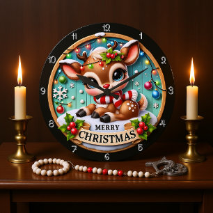 Schattigee herten vrolijk kerstgrafisch grote klok