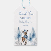 Schattigee herten Winter jongens baby shower dank  Cadeaulabel (Voorkant)