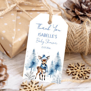 Schattigee herten Winter jongens baby shower dank Cadeaulabel