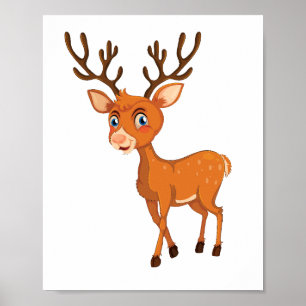 Schattigee hertenillustratie Afdrukbare Poster&S Poster