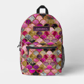 Schattigee hete roze gouden zeemeermin schalen gir bedrukte rugzak (Voorkant)