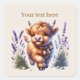 Schattigee Highland koe aanpasbaar Vierkante Sticker