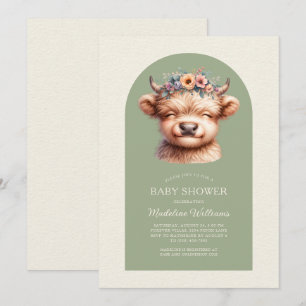 Schattigee Highland Koe Arch Baby shower Uitnodigi