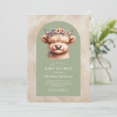 Schattigee Highland Koe Arch Baby shower Uitnodigi (Staand voorkant)