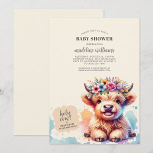 Schattigee Highland Koe Baby shower Uitnodiging