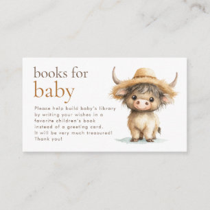 Schattigee Highland Koe Boeken voor Baby shower Informatiekaartje