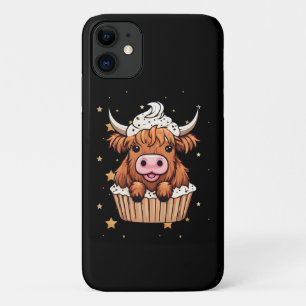 Schattigee Highland Koe Cupcake iPhone 11 Hoesje
