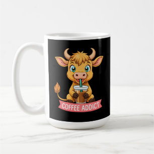 Schattigee Highland Koe Drink Koffieverslaafde Jok Koffiemok