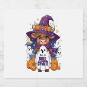 Schattigee Highland Koe Halloween Sparkling Wijnetiket (Enkel label)