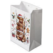 Schattigee Highland Koe Kerst Kerstmis Gezellige W Medium Cadeauzakje (Voorkant Gekanteld)